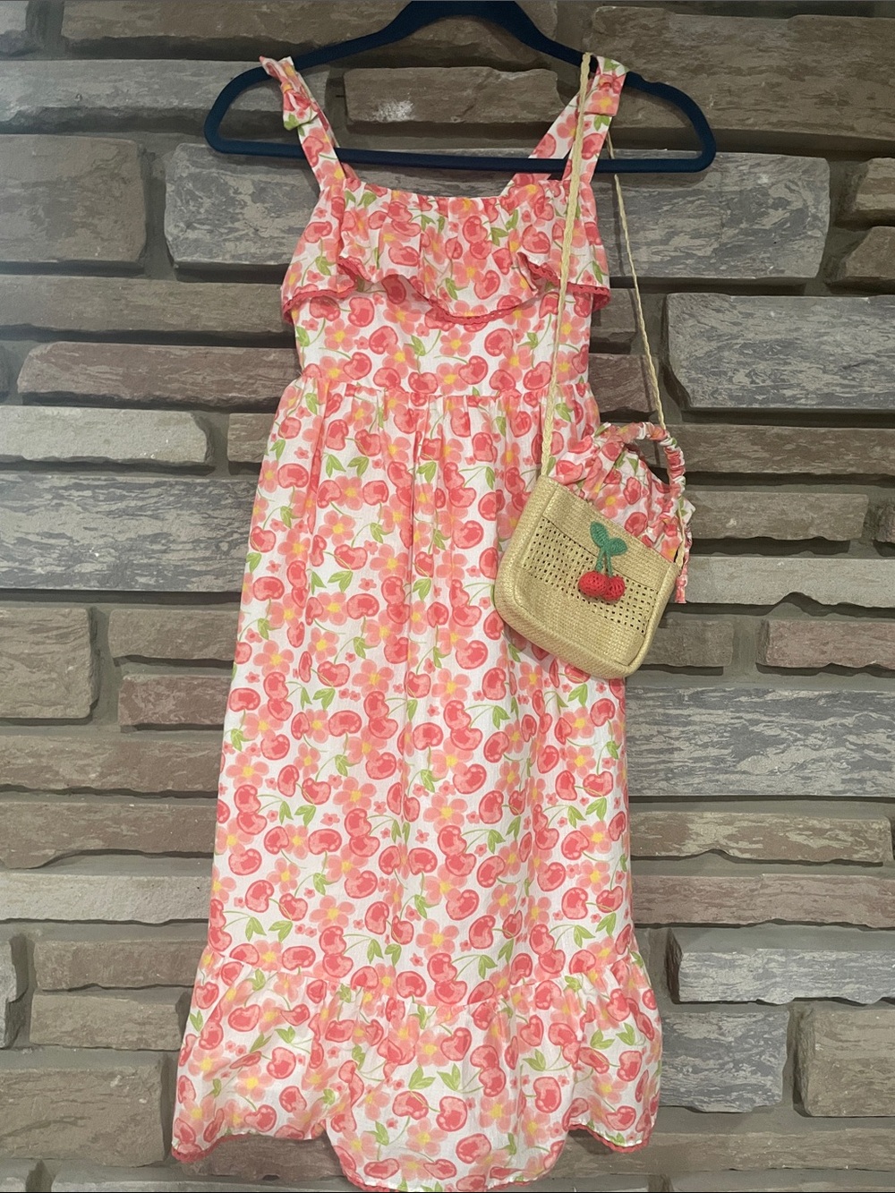 Girls Cherry-Print Ruffle Sundress